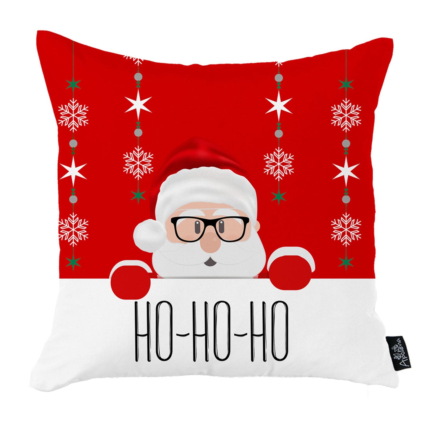 Decorative Christmas Themed Throw Pillow Cover Set of 4 Square 18" x 18" White & Red for Couch, Bedding
