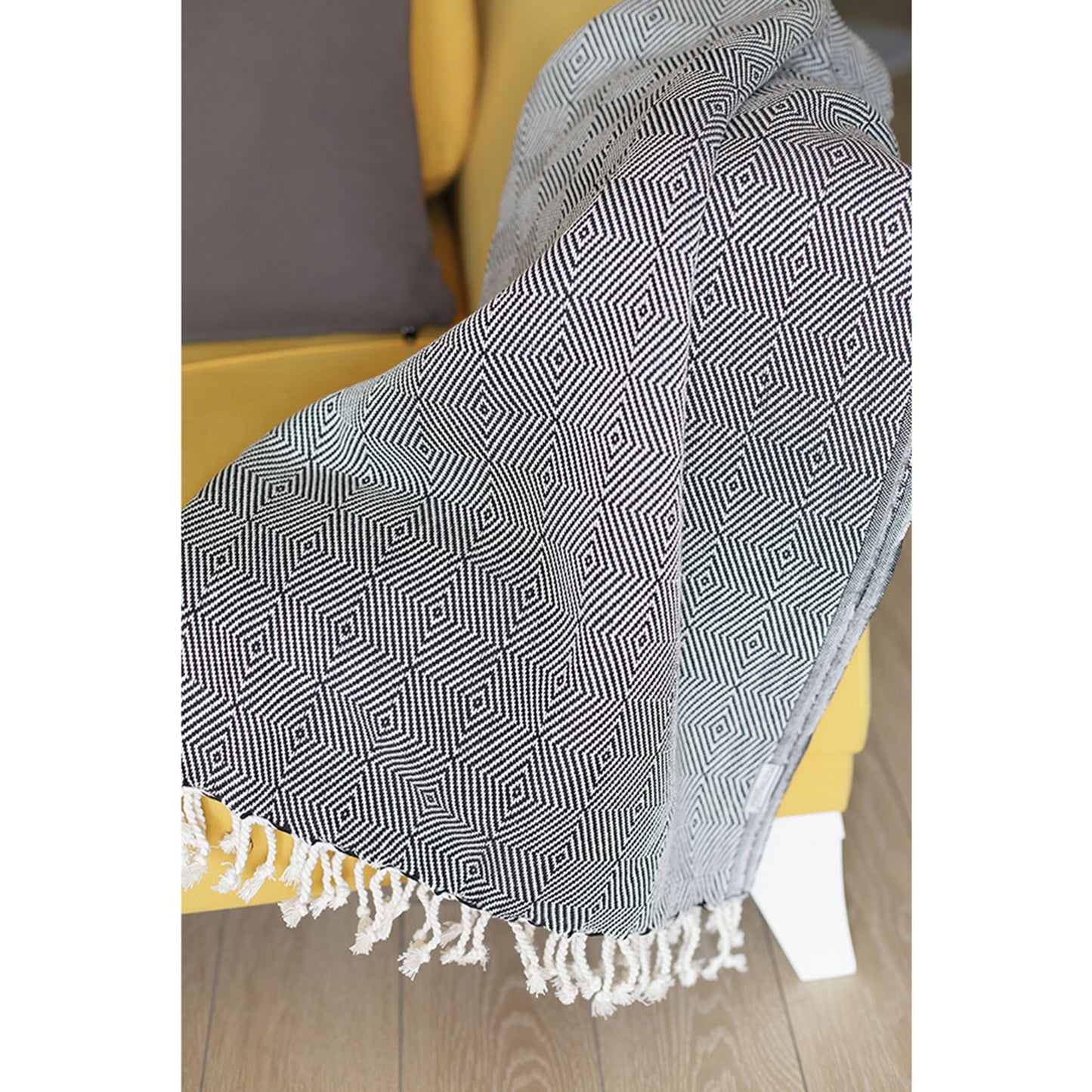 Handwoven Throw Blanket Set of 2 40" x 70" Turkish Cotton 100% with Tassels for Couch, Sofa, Bedding