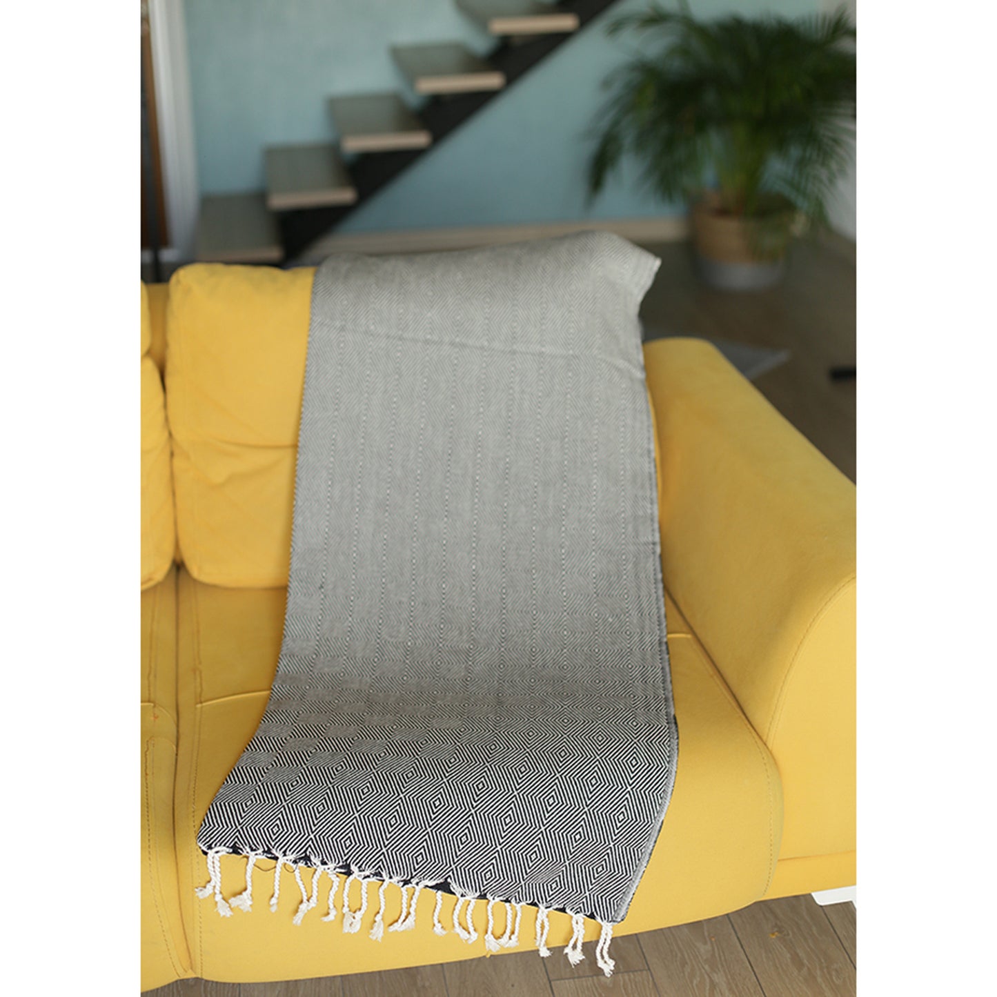 Handwoven Throw Blanket Set of 2 40" x 70" Turkish Cotton 100% with Tassels for Couch, Sofa, Bedding