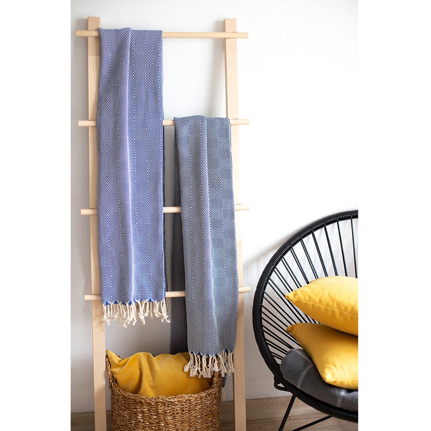 Handwoven Throw Blanket Set of 2 40" x 70" Turkish Cotton 100% with Tassels for Couch, Sofa, Bedding