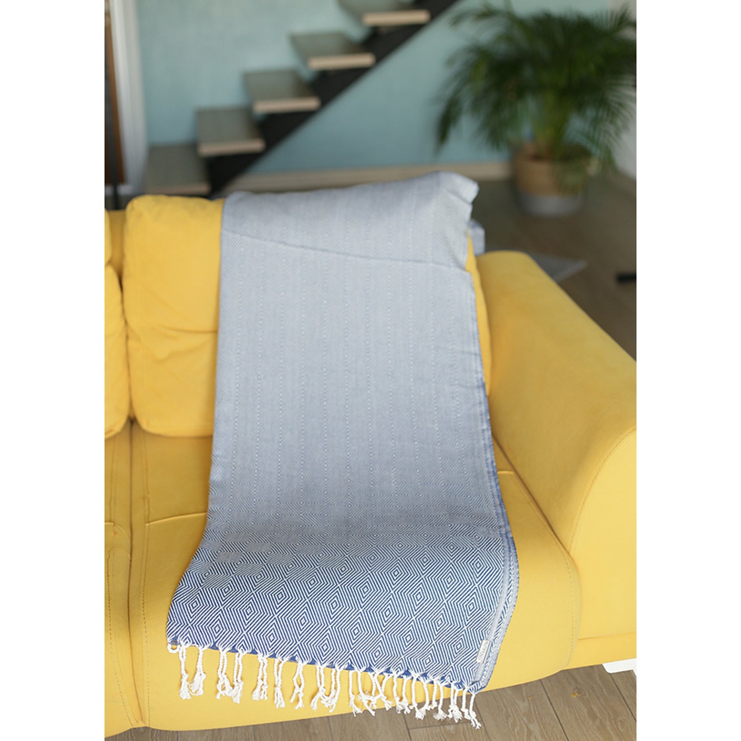 Handwoven Throw Blanket Set of 2 40" x 70" Turkish Cotton 100% with Tassels for Couch, Sofa, Bedding