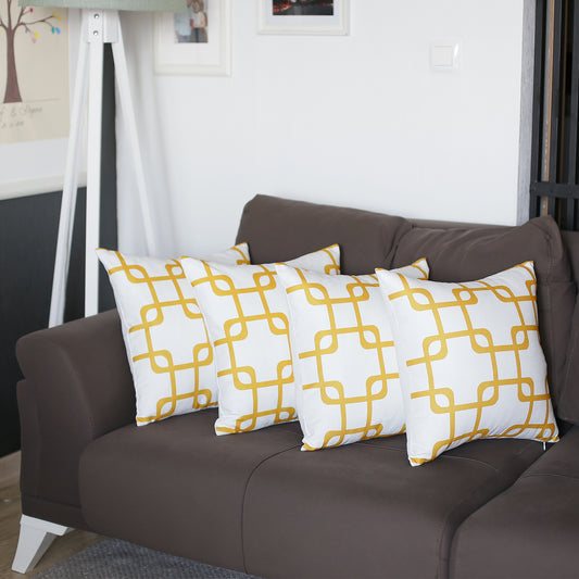 Geometric Yellow Squares Square 18" Throw Pillow Cover (Set of 4)