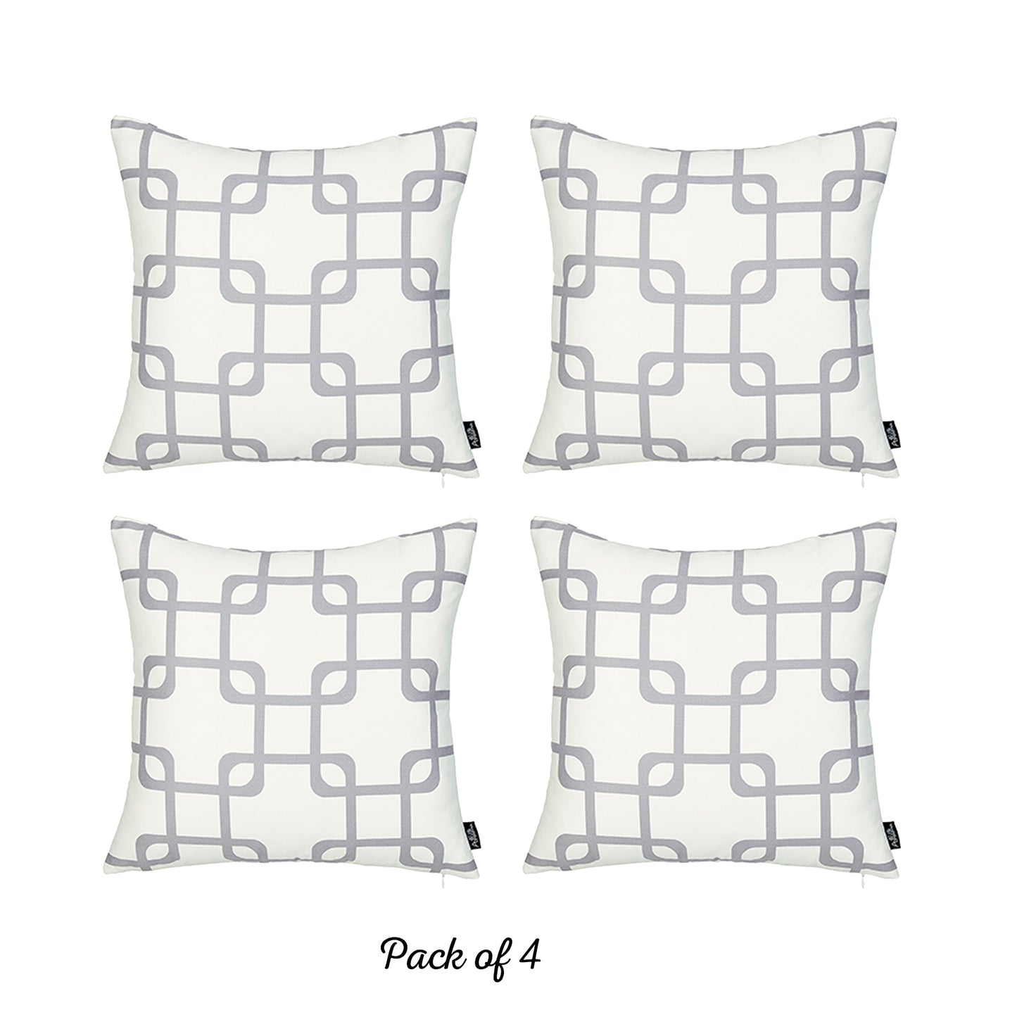 Geometric Gray Squares Square Throw Pillow Cover (Set of 4)