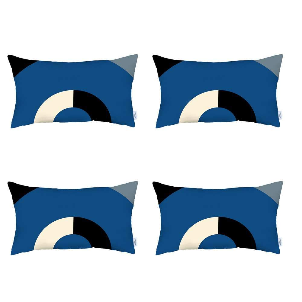 Bohemian Set of 4 Handmade Decorative Throw Pillow Abstract Jacquard 12" x 20" Multi-Color Lumbar for Couch, Bedding