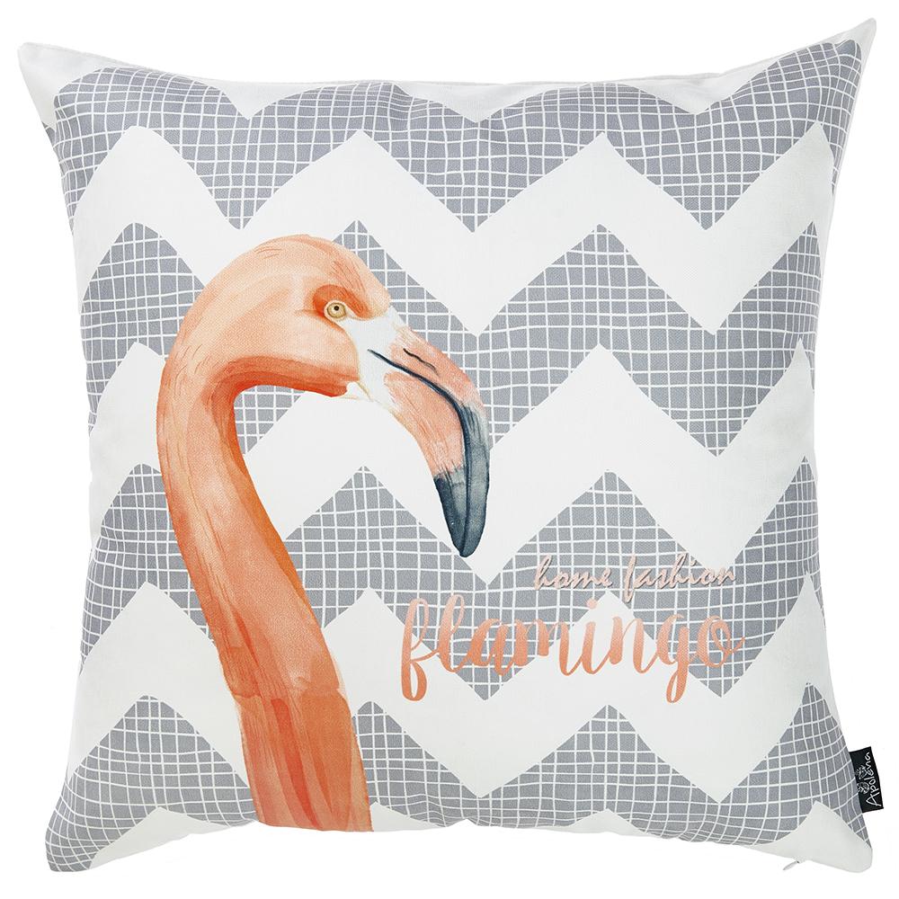 Tropical Gray Flamingo Printed Decorative Throw Pillow Cover Home Decor 18''x 18''