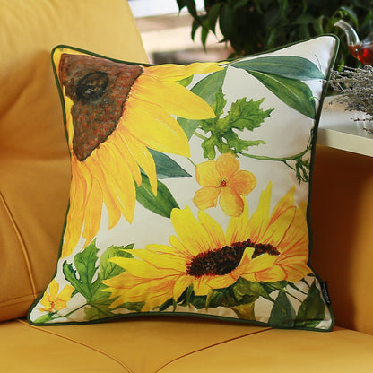 Fall Season Decorative Throw Pillow 18" x 18" Sunflowers Lumbar for Couch, Bedding