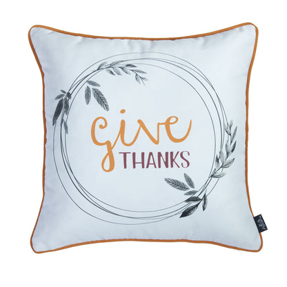 Fall Season Decorative Single Throw Pillow Quote 18" x 18" White & Orange Square Thanksgiving for Couch, Bedding