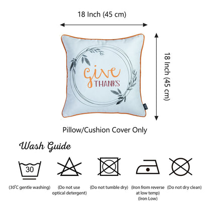 Fall Season Decorative Single Throw Pillow Quote 18" x 18" White & Orange Square Thanksgiving for Couch, Bedding