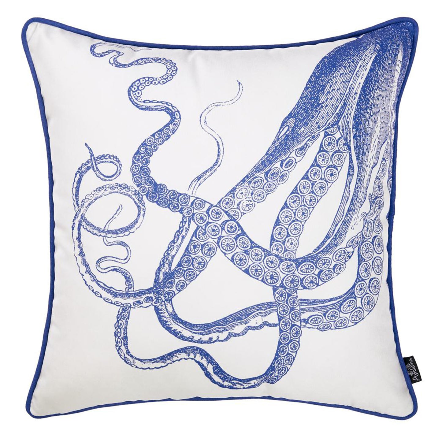 Decorative Single Nautical Coastal Throw Pillow 18" x 18" Square White & Blue