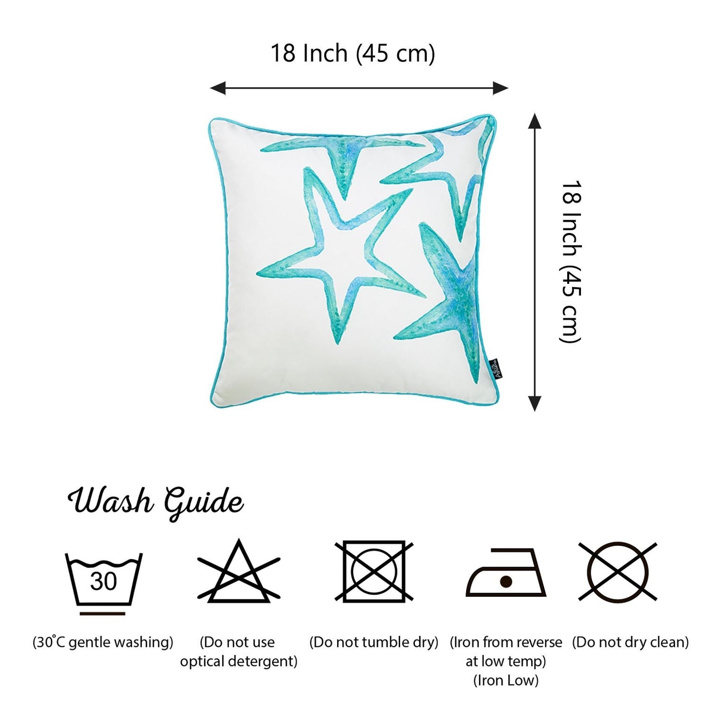 Decorative Single Nautical Coastal Throw Pillow 18" x 18" Square White & Blue