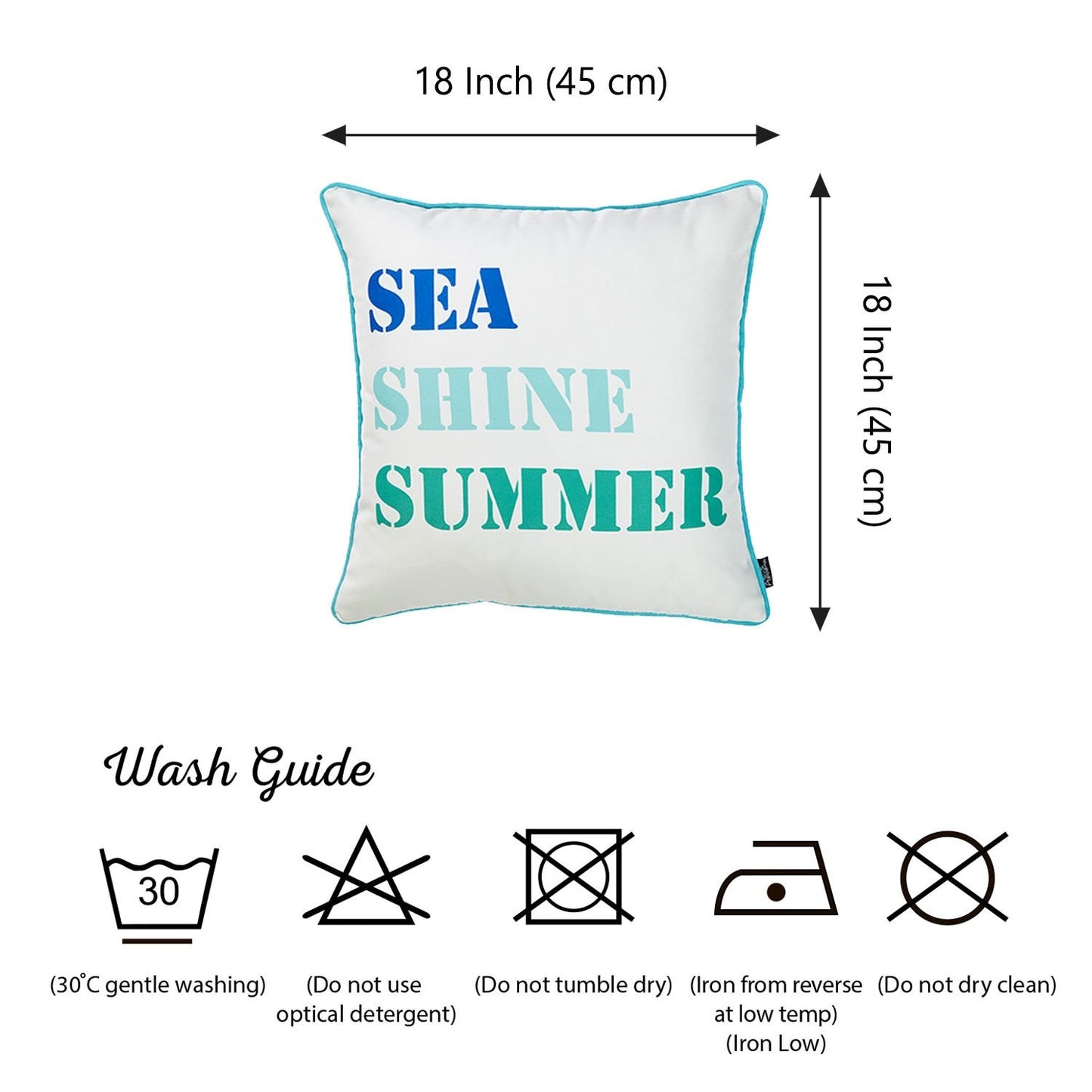 Decorative Single Nautical Coastal Throw Pillow 18" x 18" Square White & Blue