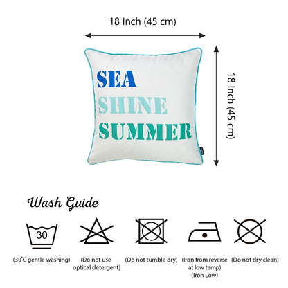 Decorative Single Nautical Coastal Throw Pillow 18" x 18" Square White & Blue