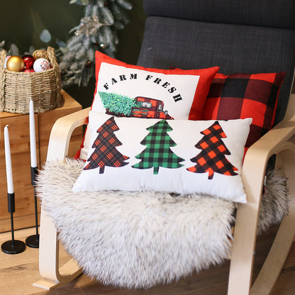 Christmas Truck Decorative Single Throw Pillow 18" x 18" Red & White Square for Couch, Bedding