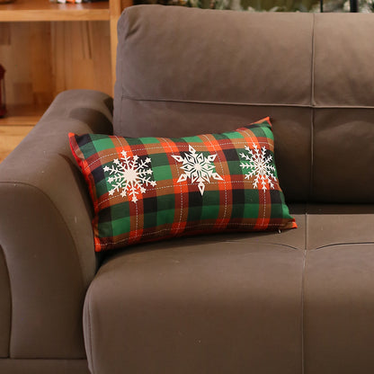 Christmas Snowflakes Decorative Single Throw Pillow 12" x 20" Red & Green Lumbar for Couch, Bedding