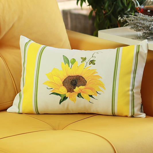 Fall Season Decorative Throw Pillow 14" x 21" Sunflower Lumbar for Couch, Bedding