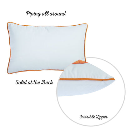 Fall Season Decorative Single Throw Pillow  Pumpkins 12" x 20" White & Orange Lumbar Thanksgiving for Couch, Bedding