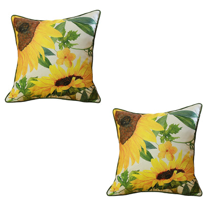 Fall Season Decorative Throw Pillow Set of 2 18" x 18" Sunflowers Lumbar for Couch, Bedding