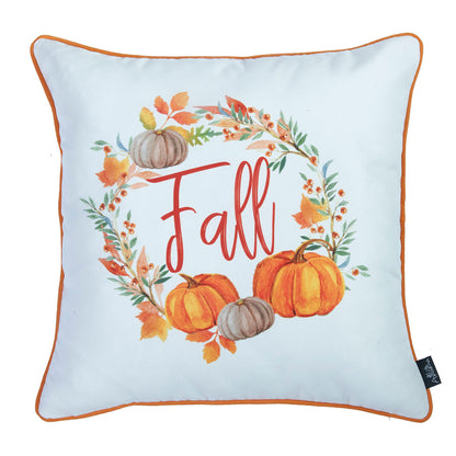 Fall Season Decorative Throw Pillow  Set of 2 Plaid & Pumpkins 18" x 18" Yellow & Orange Square Thanksgiving for Couch, Bedding