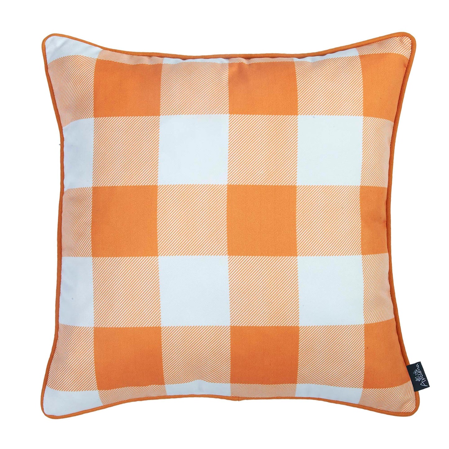 Fall Season Decorative Throw Pillow Set of 2 Plaid & Pumpkins 18" x 18" Yellow & Orange Square Thanksgiving for Couch, Bedding