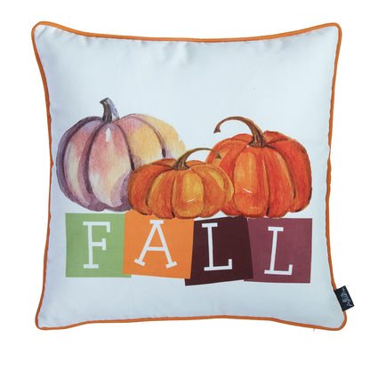 Fall Season Decorative Throw Pillow Set of 2 Plaid & Pumpkins 18" x 18" Yellow & Orange Square Thanksgiving for Couch, Bedding