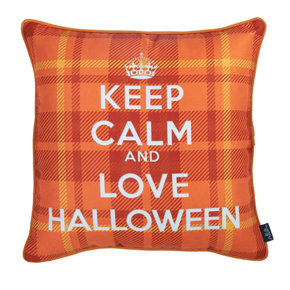 Fall Season Decorative Throw Pillow Set of 2 Halloween Quote Plaid & Pumpkin 18" x 18" Orange Square for Couch, Bedding