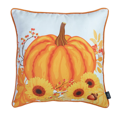 Fall Season Decorative Throw Pillow Set of 2 Halloween Quote Plaid & Pumpkin 18" x 18" Orange Square for Couch, Bedding