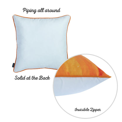 Fall Season Decorative Throw Pillow Set of 2 Pumpkin & Solid Orange 18" x 18" Square for Couch, Bedding