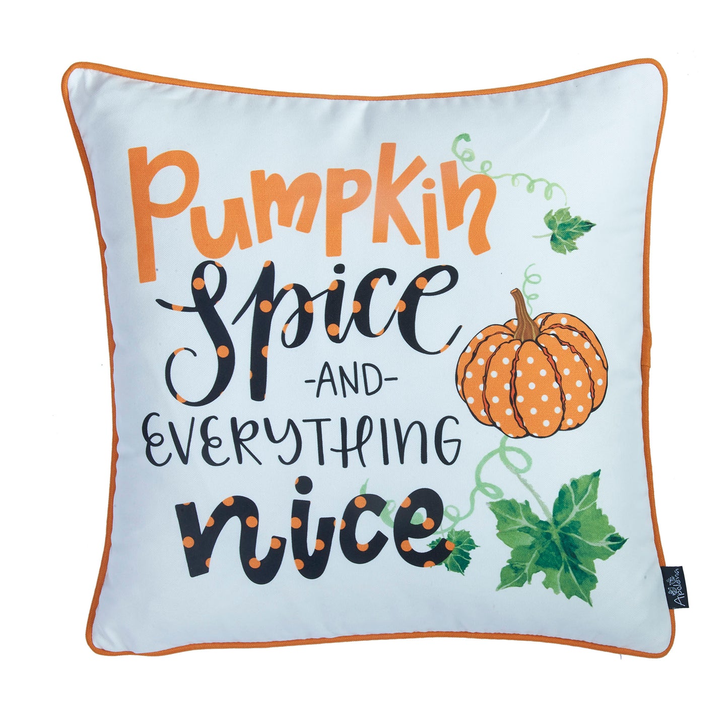 Fall Season Decorative Throw Pillow  Set of 4 Halloween Quote & Pumpkins 18" x 18" Orange & Green Square for Couch, Bedding