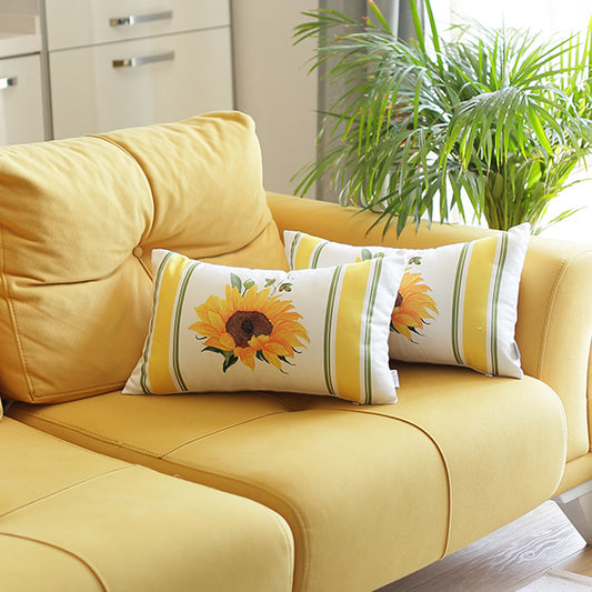 Fall Season Decorative Throw Pillow Set of 2 14" x 21" Sunflower Lumbar for Couch, Bedding