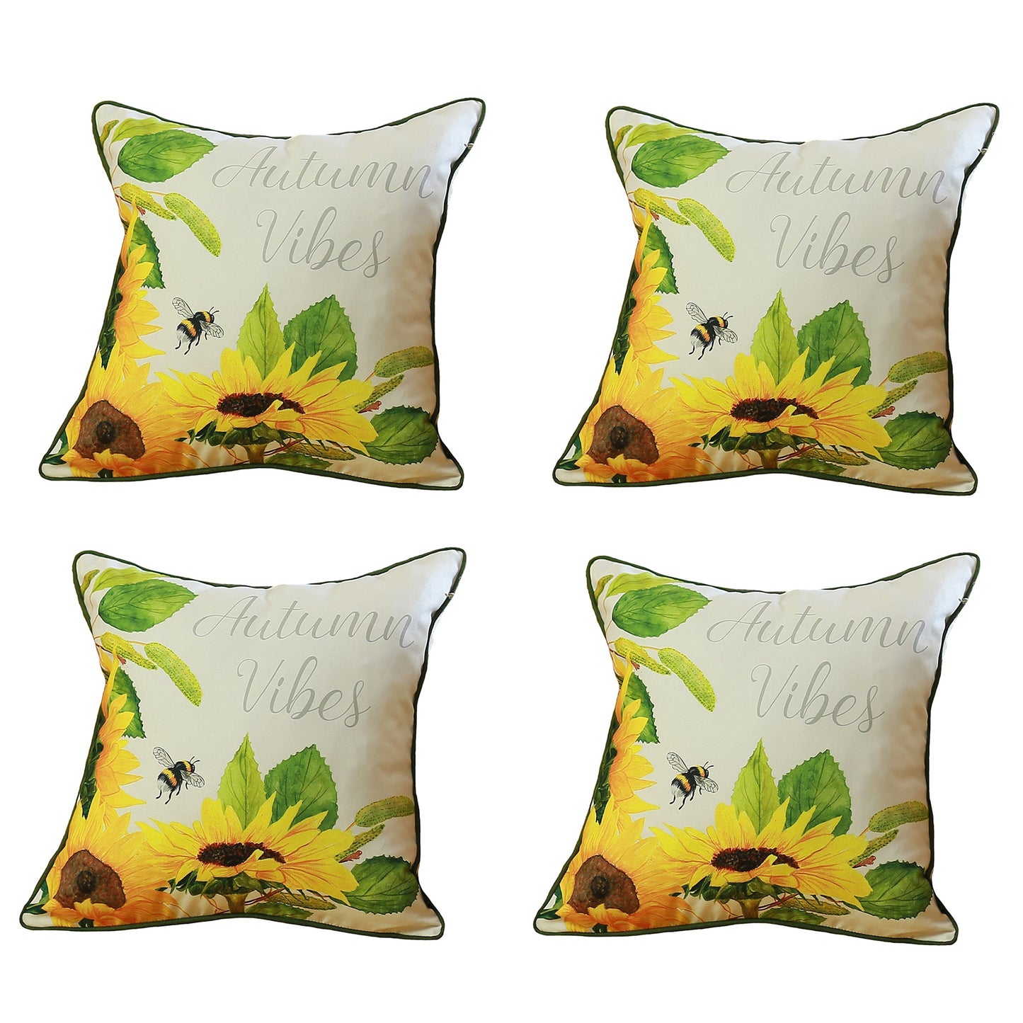 Fall Season Decorative Throw Pillow Set of 4 18" x 18" Sunflowers Lumbar for Couch, Bedding