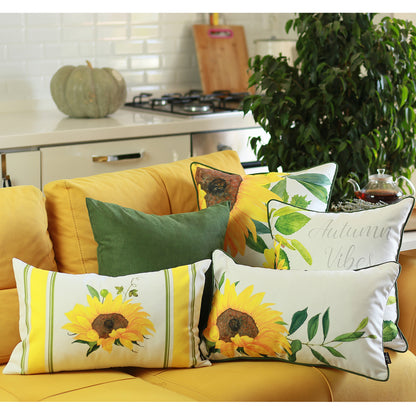 Fall Season Decorative Throw Pillow Set of 4 18" x 18" Sunflowers Lumbar for Couch, Bedding