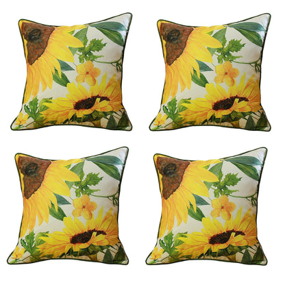 Fall Season Decorative Throw Pillow Set of 4 18" x 18" Sunflowers Lumbar for Couch, Bedding