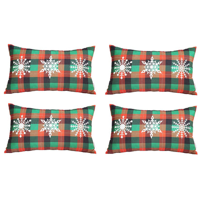 Christmas Snowflakes Decorative Throw Pillow Set of 4 Lumbar 12" x 20" Red & Green for Couch, Bedding