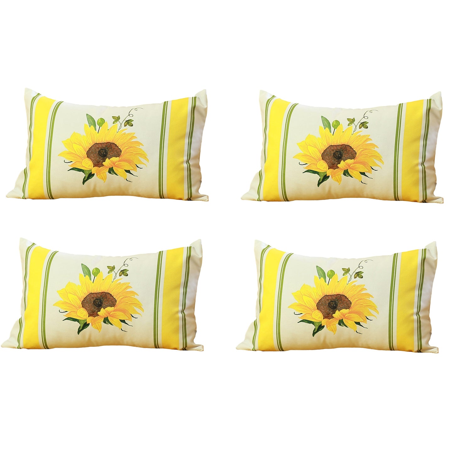 Fall Season Decorative Throw Pillow Set of 4 14" x 21" Sunflower Lumbar for Couch, Bedding