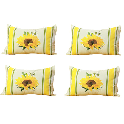 Fall Season Decorative Throw Pillow Set of 4 14" x 21" Sunflower Lumbar for Couch, Bedding