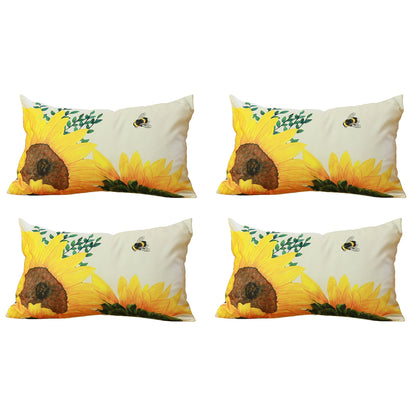 Fall Season Decorative Throw Pillow Set of 4 14" x 21" Sunflowers Lumbar for Couch, Bedding