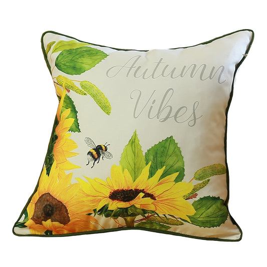 Decorative Fall Thanksgiving Throw Pillow Cover Sunflowers 18" x 18" Lumbar for Couch, Bedding