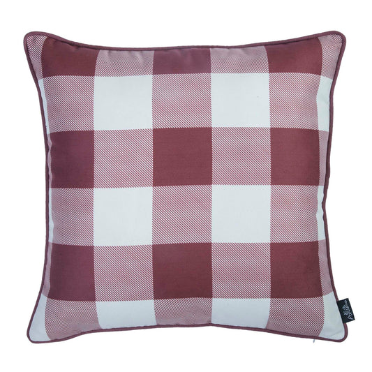 Decorative Fall Season Thanksgiving Printed Plaid Pattern Square 18" x 18" Throw Pillow Cover