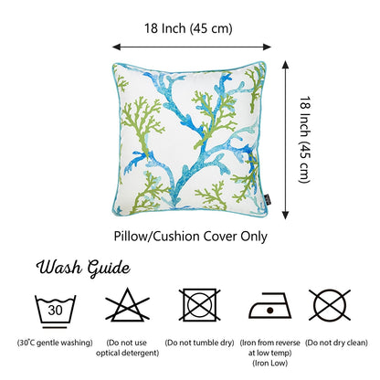 Nautical Coastal Decorative Single Throw Pillow Cover 18" x 18" Square White & Blue