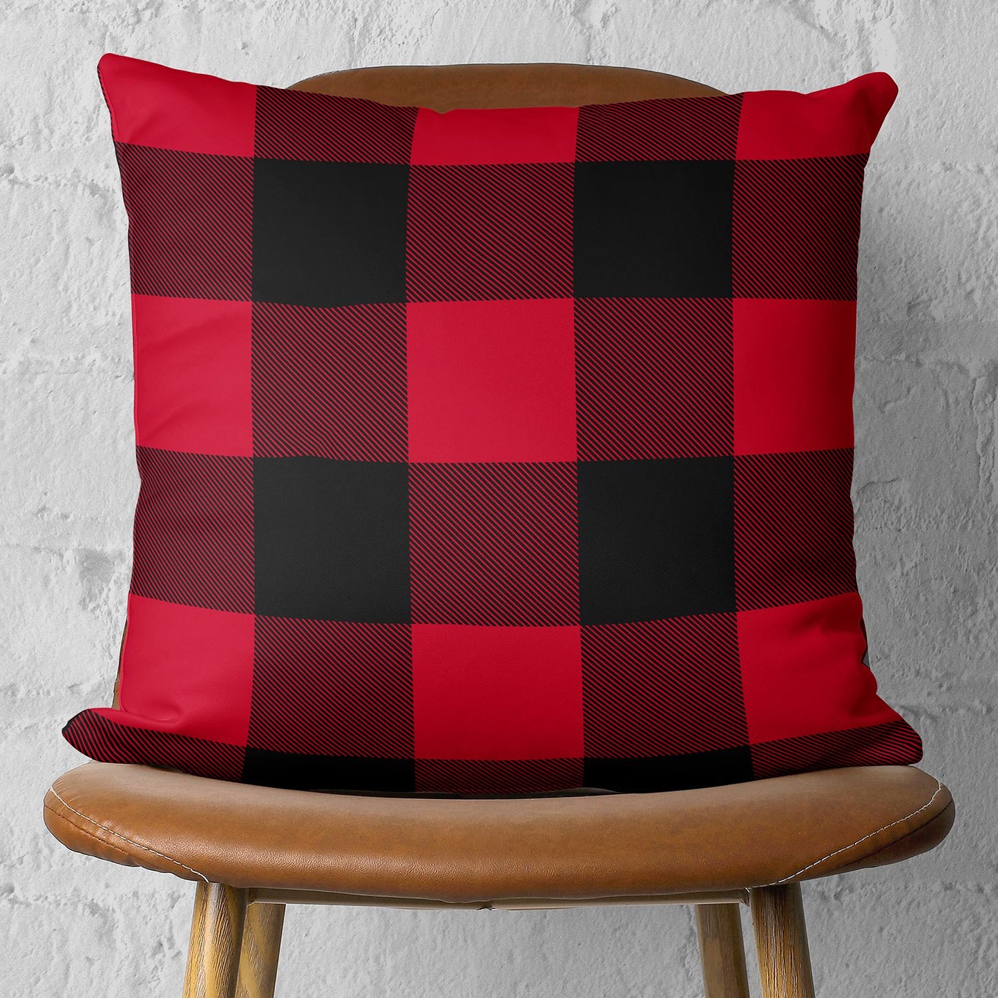 Decorative Christmas Plaid Single Throw Pillow Cover 18" x 18" Red Square for Couch, Bedding