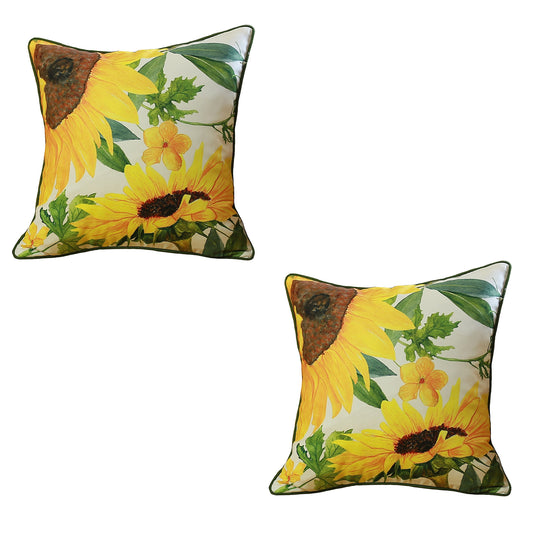 Decorative Fall Thanksgiving Throw Pillow Cover Set of 2 Sunflowers 18" x 18" Lumbar for Couch, Bedding