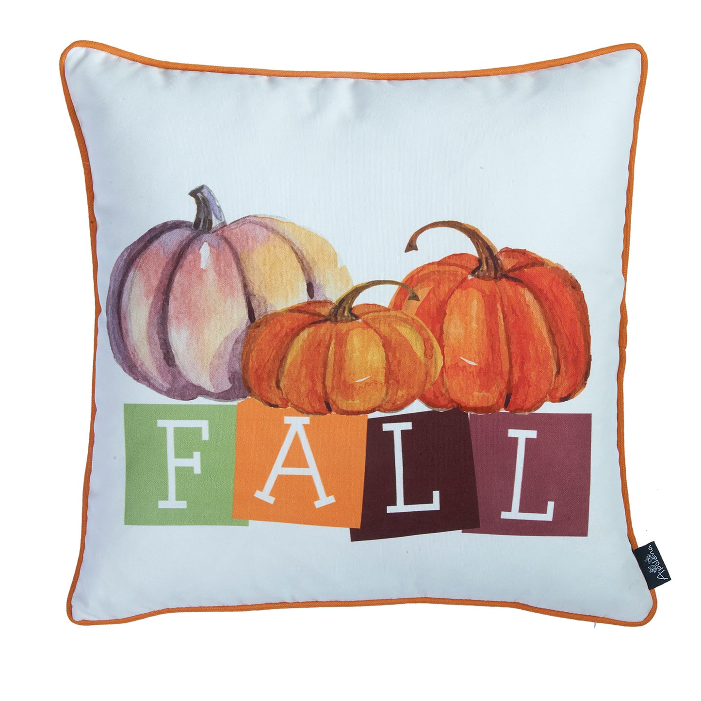 Decorative Fall Thanksgiving Throw Pillow Cover Set of 2 Plaid & Pumpkins 18" x 18" Yellow & Orange Square for Couch, Bedding