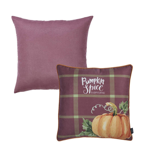 Decorative Fall Thanksgiving Throw Pillow Cover Set of 2 18" x 18" Purple & Orange Square for Couch, Bedding