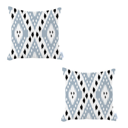 Ikat Set of 2 Square 18’’x18’’ Boho Throw Pillow Covers