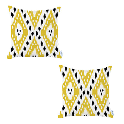 Ikat Set of 2 Square 18’’x18’’ Boho Throw Pillow Covers