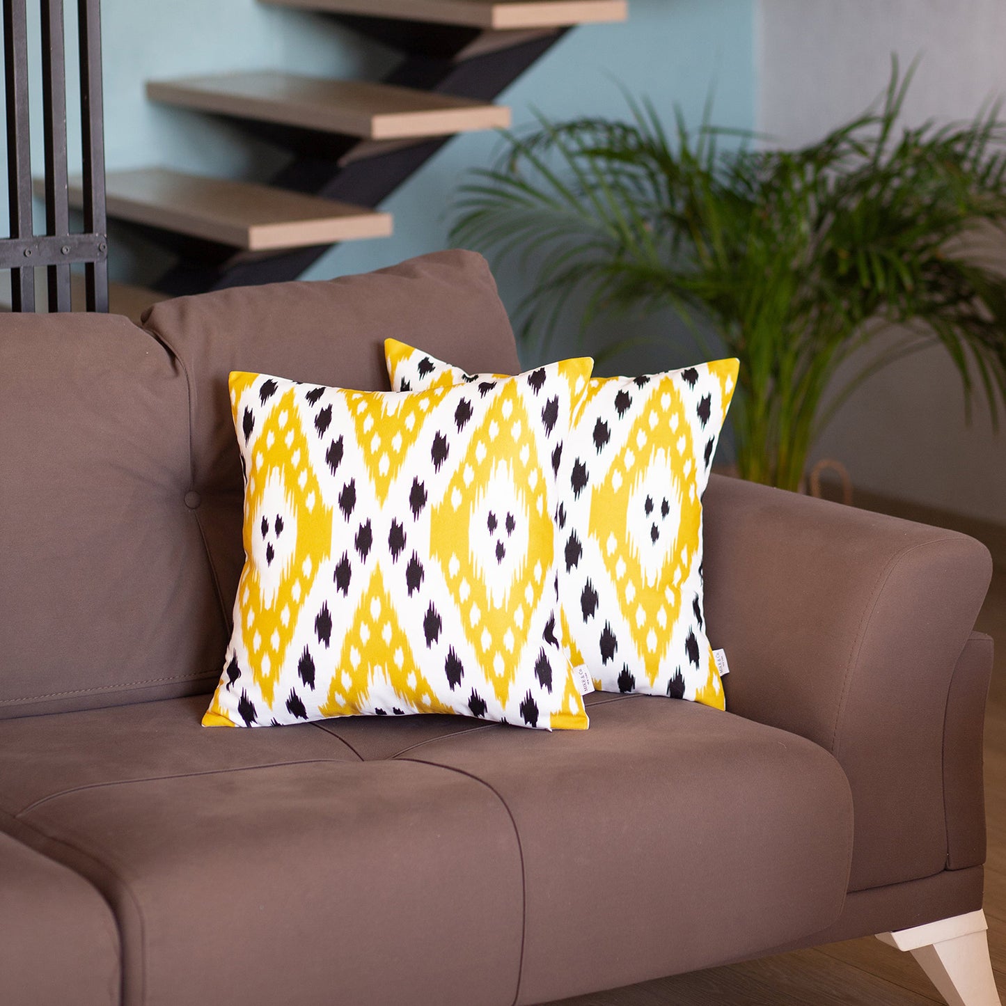 Ikat Set of 2 Square 18’’x18’’ Boho Throw Pillow Covers