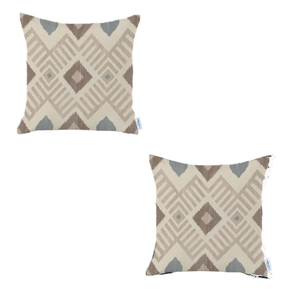 Ikat Set of 2 Square 18’’x18’’ Boho Throw Pillow Covers