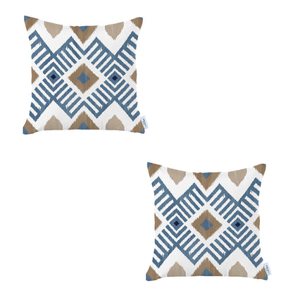 Ikat Set of 2 Square 18’’x18’’ Boho Throw Pillow Covers