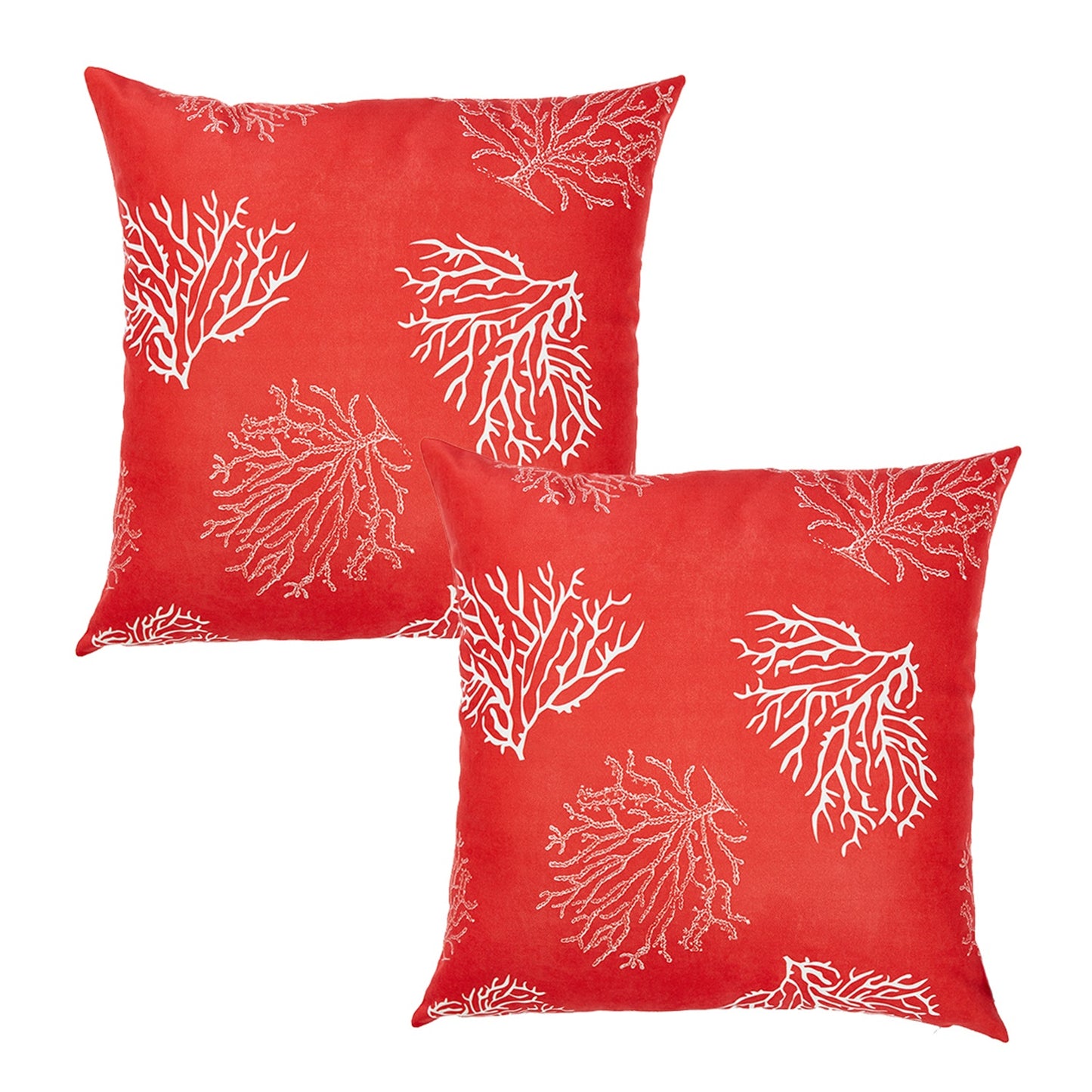 Nautical Coastal Red Reef Decorative Set of 2 Throw Pillow Covers 18" x 18" Square