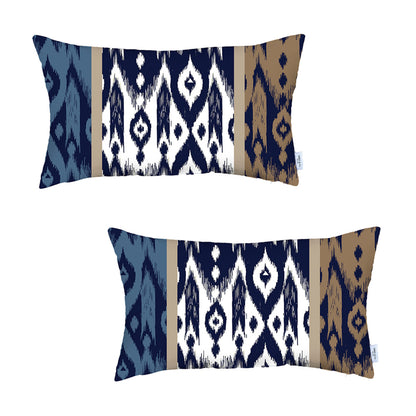 Ikat Set of 2 Lumbar 12’’x20’’ Boho Throw Pillow Covers